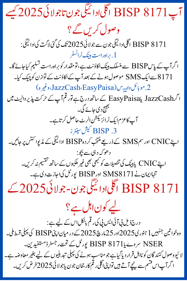 8171 check online 2025, 8171 check CNIC, BISP 8171 web portal, Ehsaas 8171 CNIC check, BISP June 2025 payment, 8171 SMS status, 8171 registration online, 8171 application form, Rs. 25000 BISP aid, BISP emergency cash, BISP payment tracking, Ehsaas emergency program, 8171 status check, 8171 online verify, CNIC 8171 check, BISP 25000 portal, June 2025 8171 relief, 8171 cash check, 8171 payment date, BISP aid verification,
