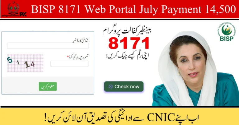 BISP 8171 web portal, 8171 CNIC check online, BISP July 2025 payment, BISP 14,500 check, BISP payment status, 8171 payment update, CNIC verification BISP, Benazir Income Support Program, 8171 SMS check, BISP biometric issues,