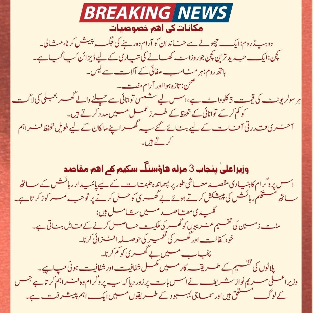 CM Punjab Announces 3 Marla Housing Scheme: Plots for Deserving Families 2 3 Marla Housing Scheme, Punjab free housing, Maryam Nawaz plot scheme, low-income housing Punjab, Punjab housing relief, 2025 plot scheme, housing for poor families, government free plots, Punjab social welfare scheme, solar homes scheme,