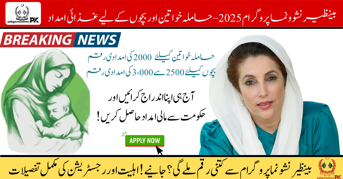 Benazir Nashonuma Program, maternal health, child nutrition, BISP support, child growth, pregnant women aid, malnutrition relief, healthcare Pakistan, under two years aid, breastfeeding support,
