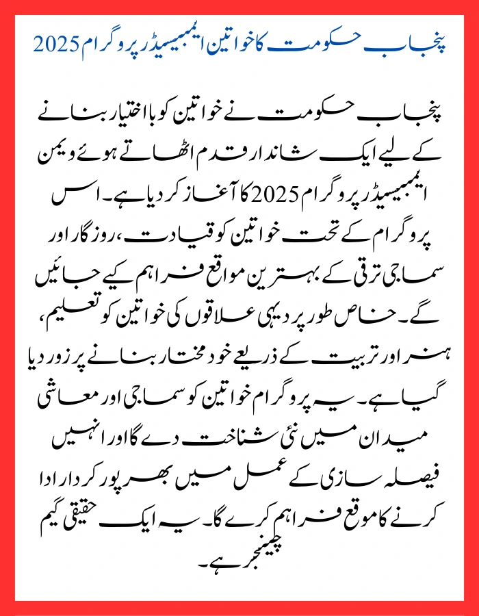 Punjab Govt Announces Female Ambassador Program 2025 – A Game Changer for Women 2 Female Ambassador Program 2025