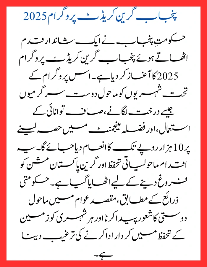Punjab’s Green Credit Program 2025
